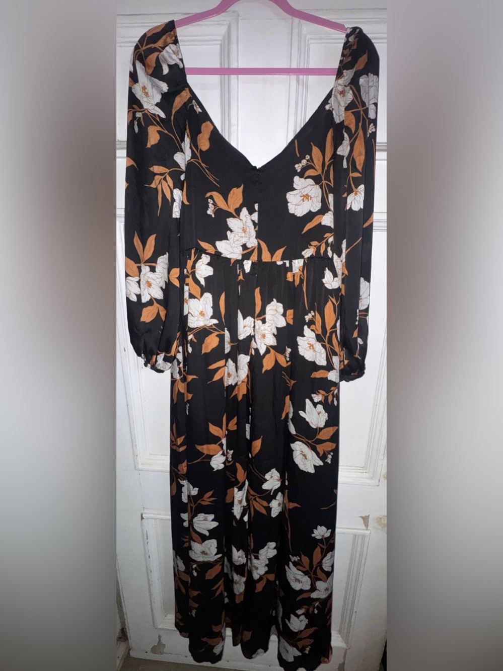 Baltic Born Black Floral Wrap Maxi Dress with Balloon Sleeves - Picture 4 of 5